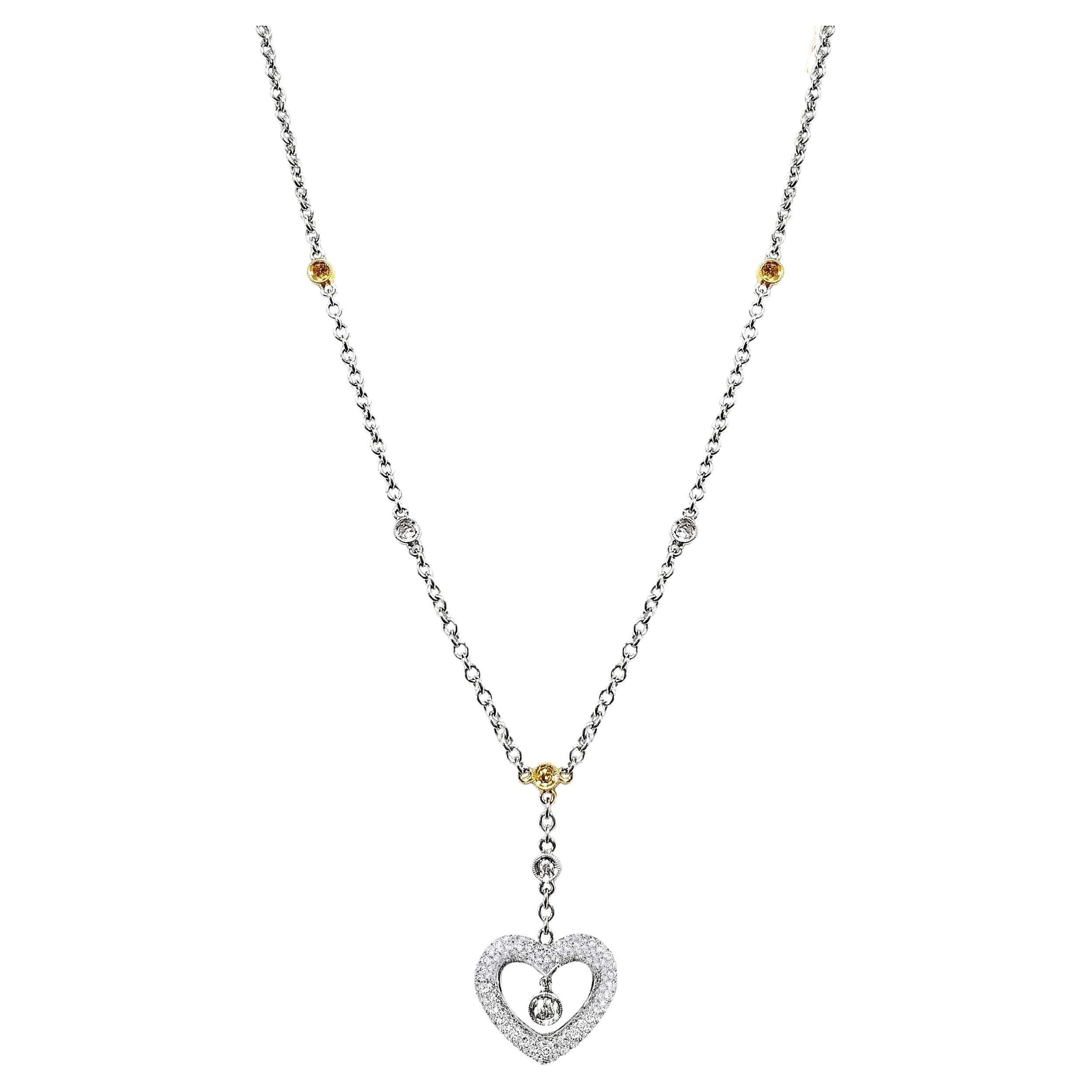 Vitolo 18 Karat Gold Necklace with Diamond Heart and Bezels