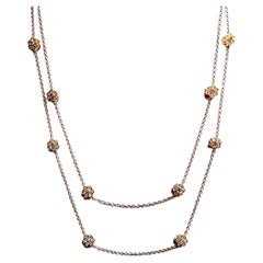 Vitolo 18 Karat Gold Necklace with Flower Diamond Bezels