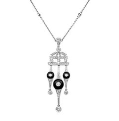 Vitolo 18 Karat Gold Pendant Necklace with Set Diamond & Onyx