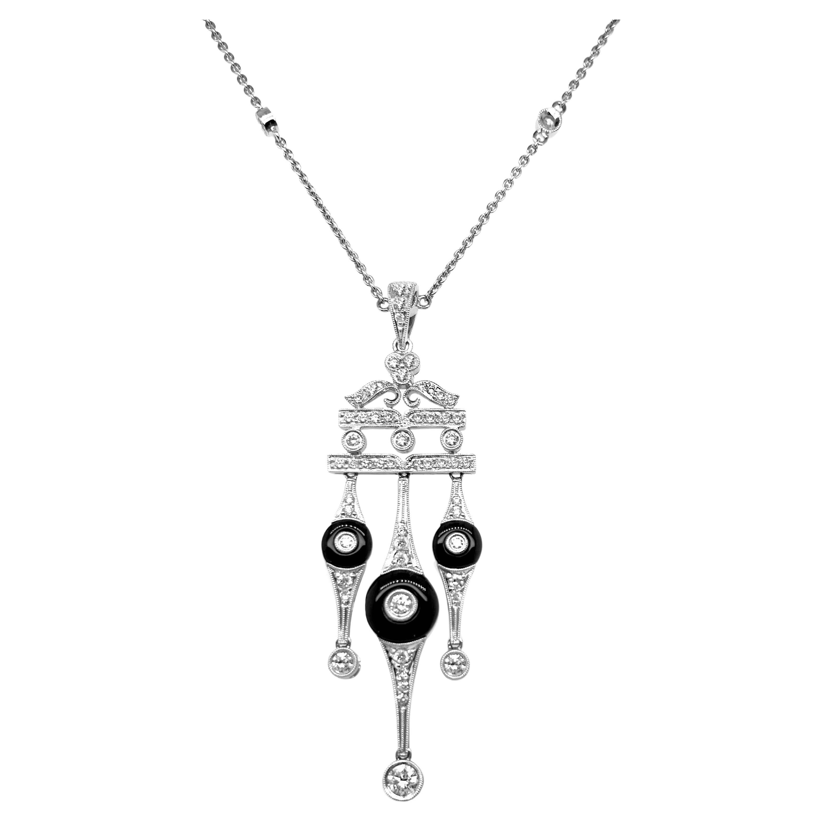 Vitolo 18 Karat Gold Pendant Necklace with Set Diamond & Onyx For Sale