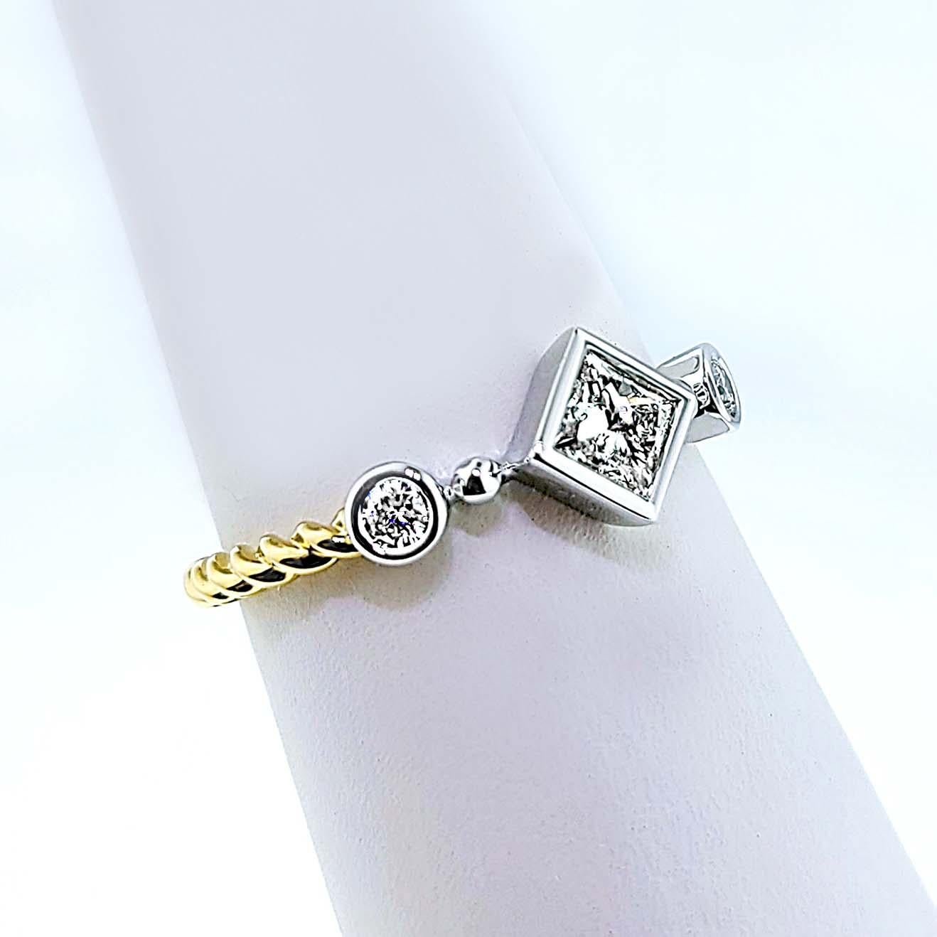 18 Karat Gold Prinzessinnenschliff Diamant Seil-Ring (Kunsthandwerker*in) im Angebot