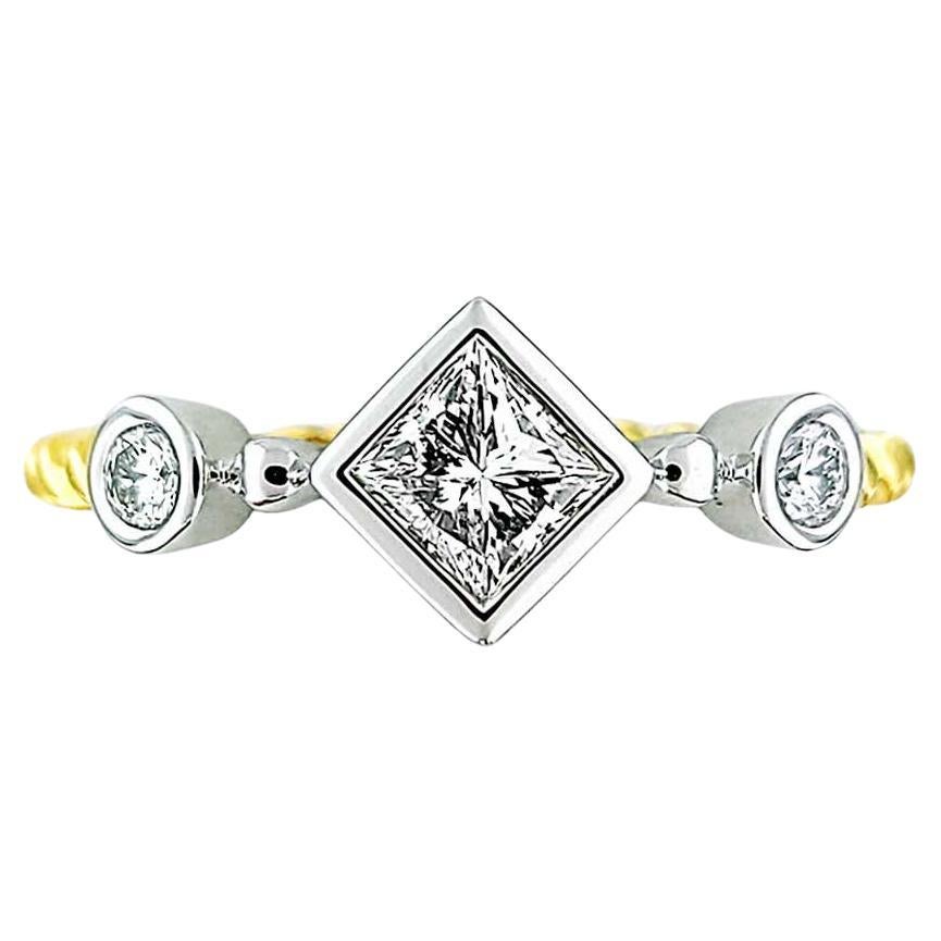 Vitolo 18 Karat Gold Princess-Cut Diamond Rope Ring