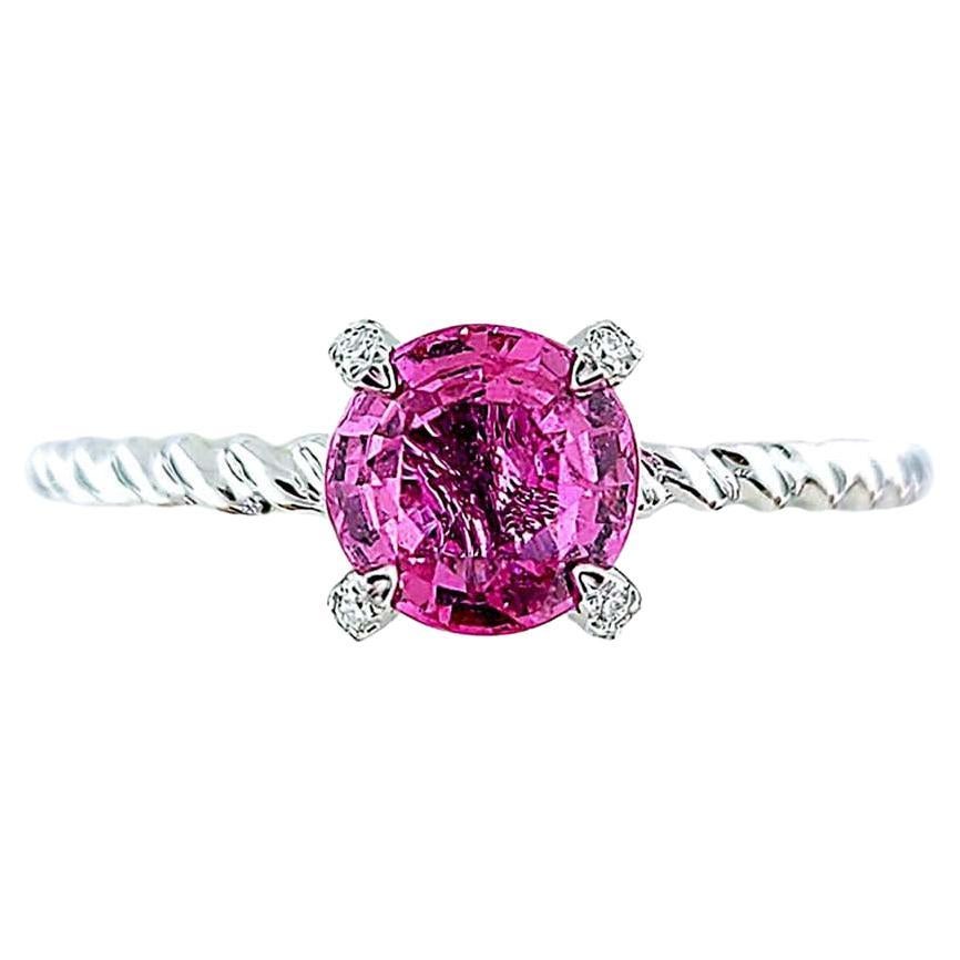 Vitolo 18 Karat Gold Rope Ring with Pink Sapphire & Diamonds