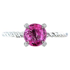 Vitolo 18 Karat Gold Rope Ring with Pink Sapphire & Diamonds