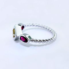 Vitolo 18 Karat Gold Rope Ring with Ruby & Yellow Sapphire