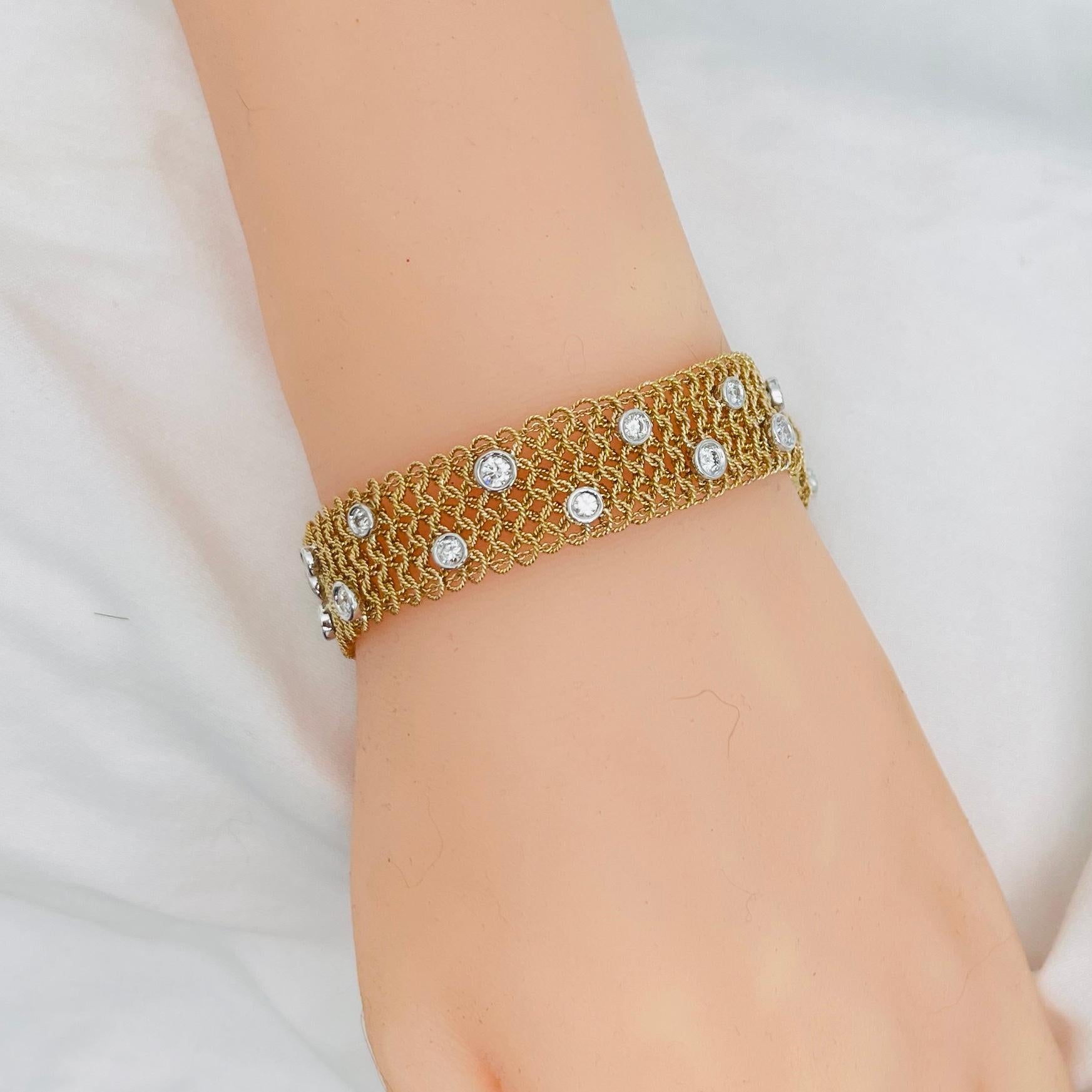Vitolo Pulsera Tessuti de Oro de 18 Kilates con Diamantes en Nuevo estado para la venta en Los Angeles, CA