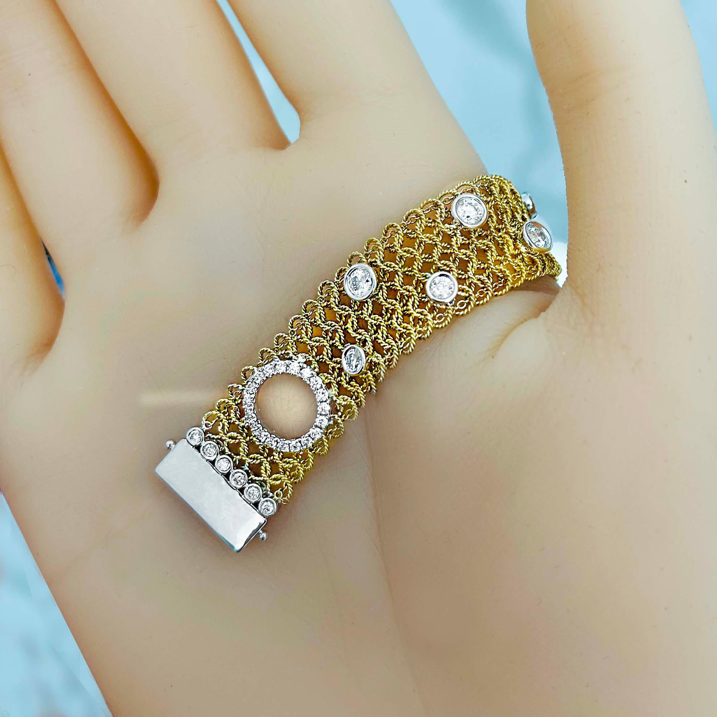 Vitolo Pulsera Tessuti de Oro de 18 Kilates con Diamantes en venta 1