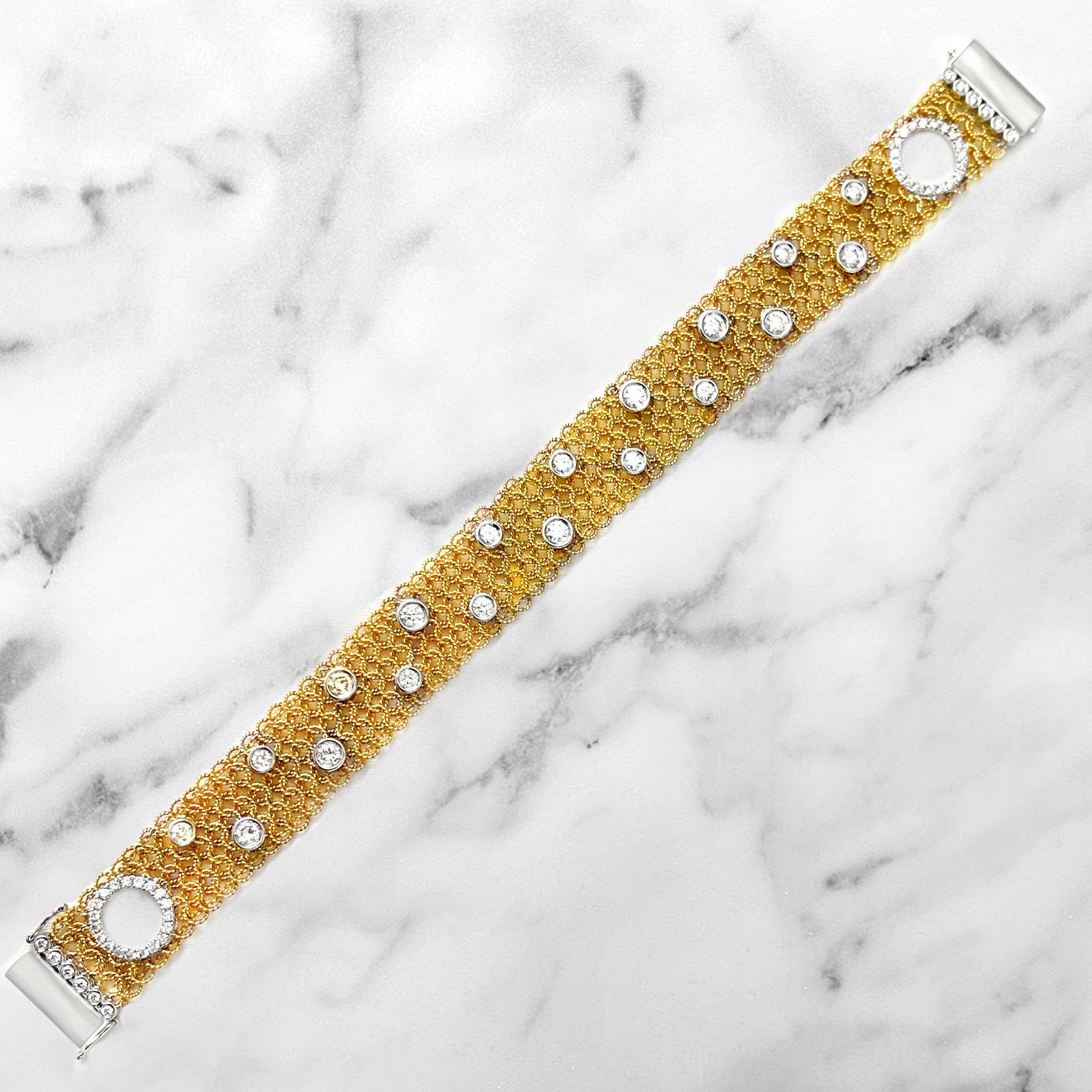 Vitolo Pulsera Tessuti de Oro de 18 Kilates con Diamantes en venta 2