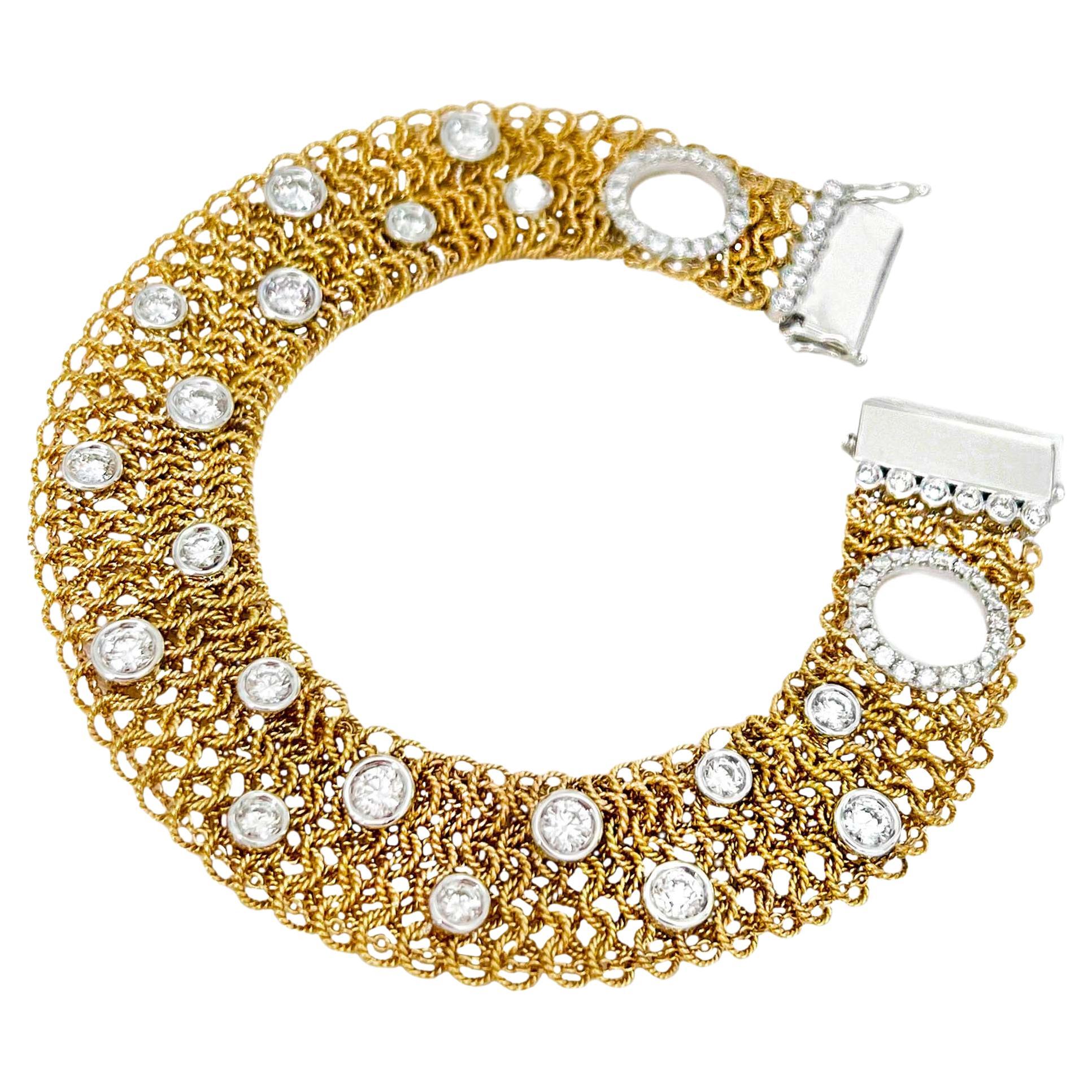 Vitolo 18 Karat Gold Tessuti Bracelet with Diamonds