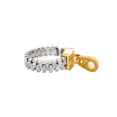 Vitolo 18 Karat Gold Zipper Ring with White and Yellow Diamonds