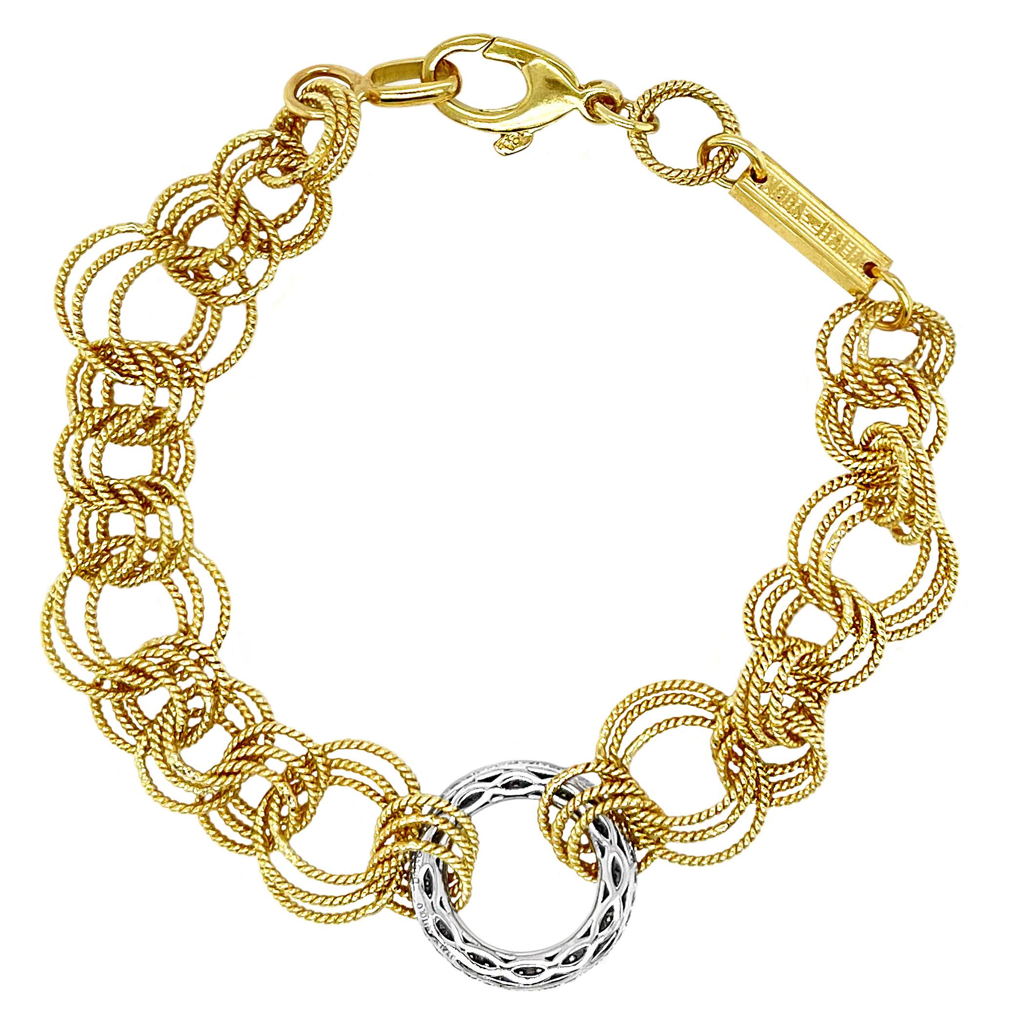 Artisan Vitolo Bracelet artisanal en or 18 carats avec cercle serti de diamants en vente