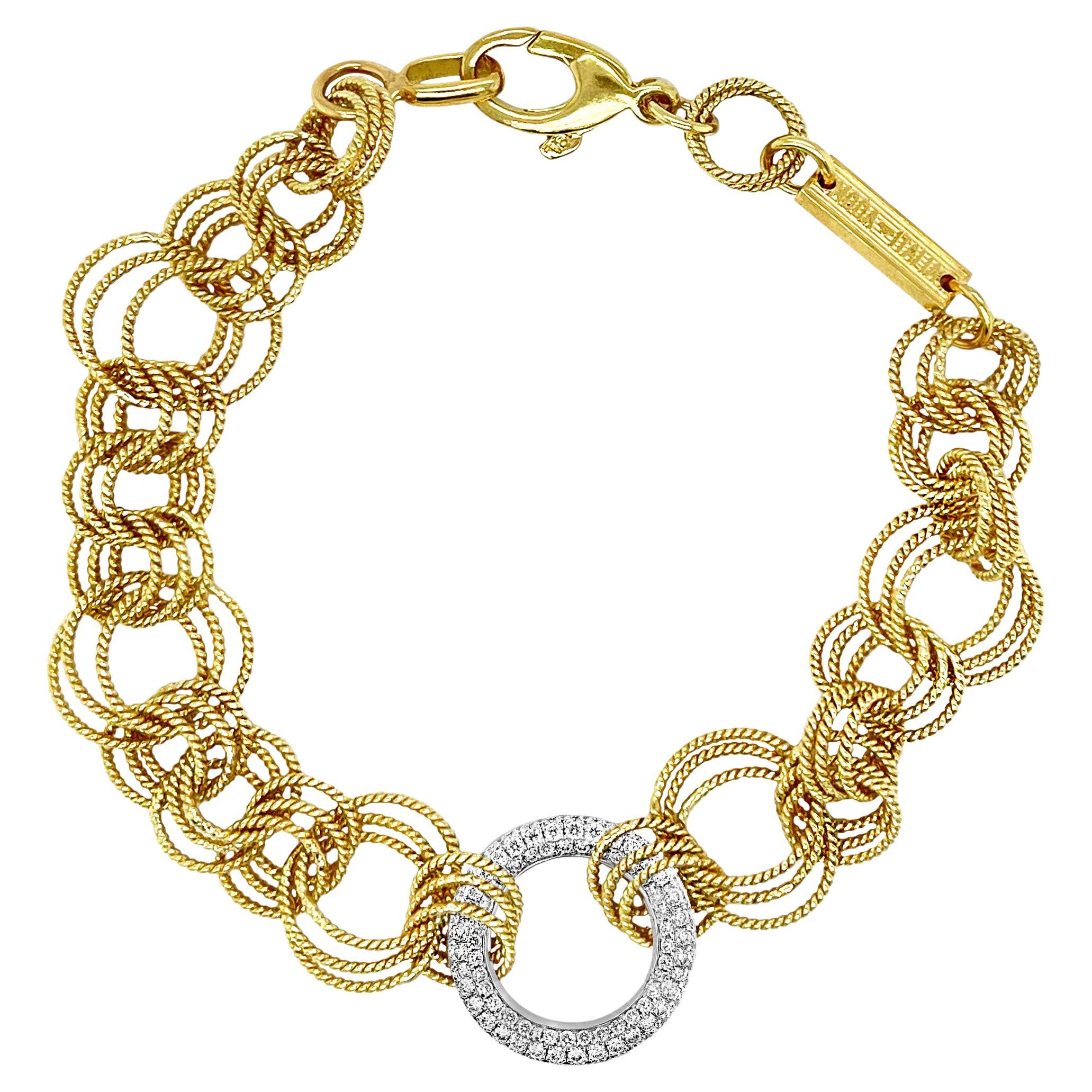 Vitolo 18 Karat Handmade Bracelet with Diamond Set Circle