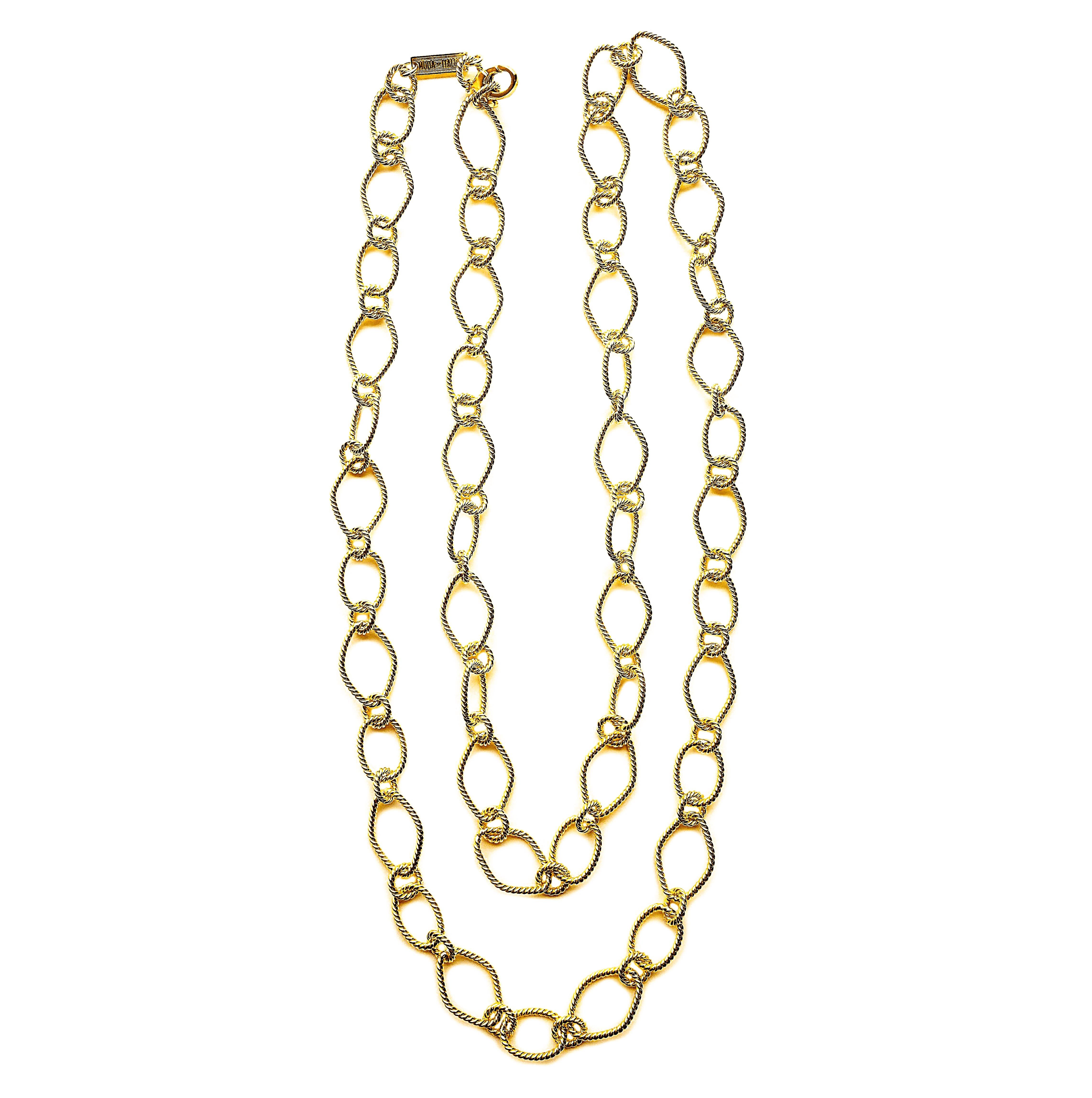 Artisan Vitolo 18 Karat Handmade Link Chain Necklace For Sale