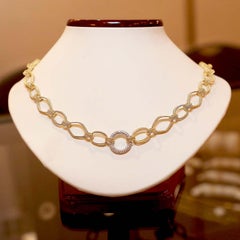 Vitolo Collier à maillons en or 18 carats fait à la main avec cercle serti de diamants double face