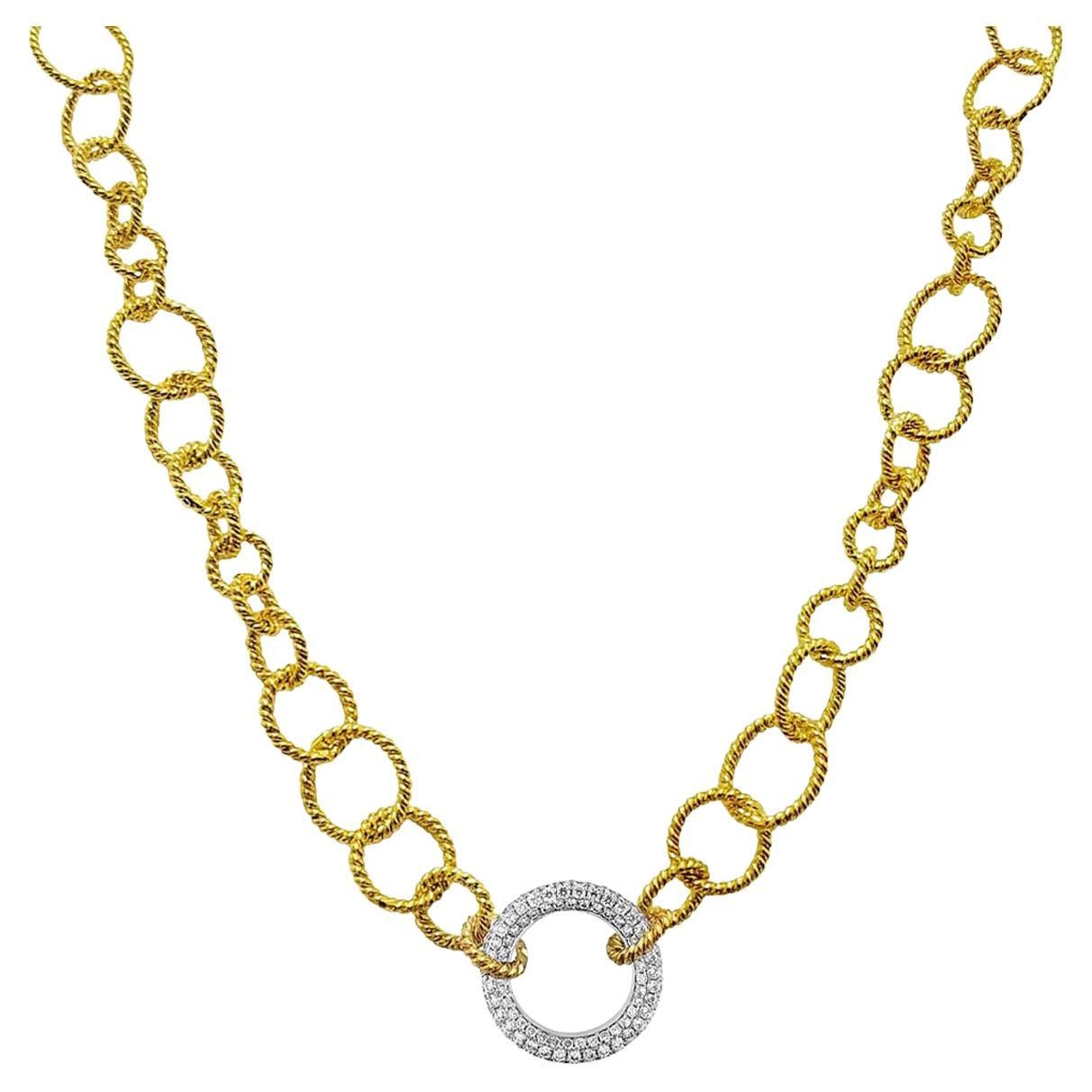 Vitolo 18 Karat Handmade Necklace with Double Sided Diamond Set Circle For Sale