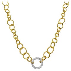 Vitolo 18 Karat Handmade Necklace with Double Sided Diamond Set Circle