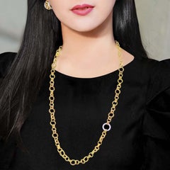 Vitolo 18 Karat Handmade Link Necklace with Double Sided Diamond Set Circle