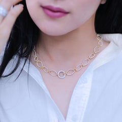 Vitolo 18 Karat Handmade Link Necklace with Double Sided Diamond Set Circle