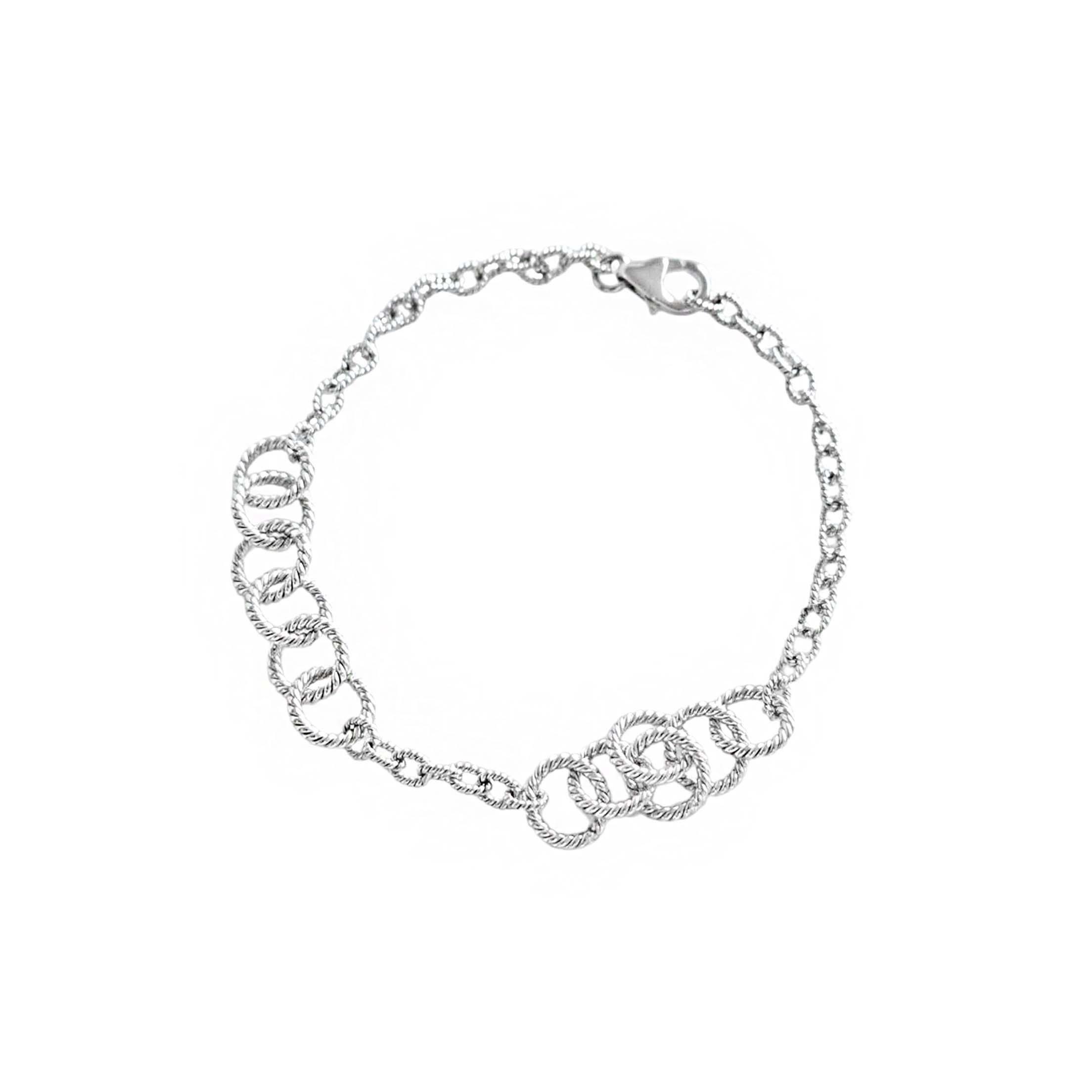 Artisan Vitolo 18 Karat Handmade Twisted Rope Circle Bracelet For Sale