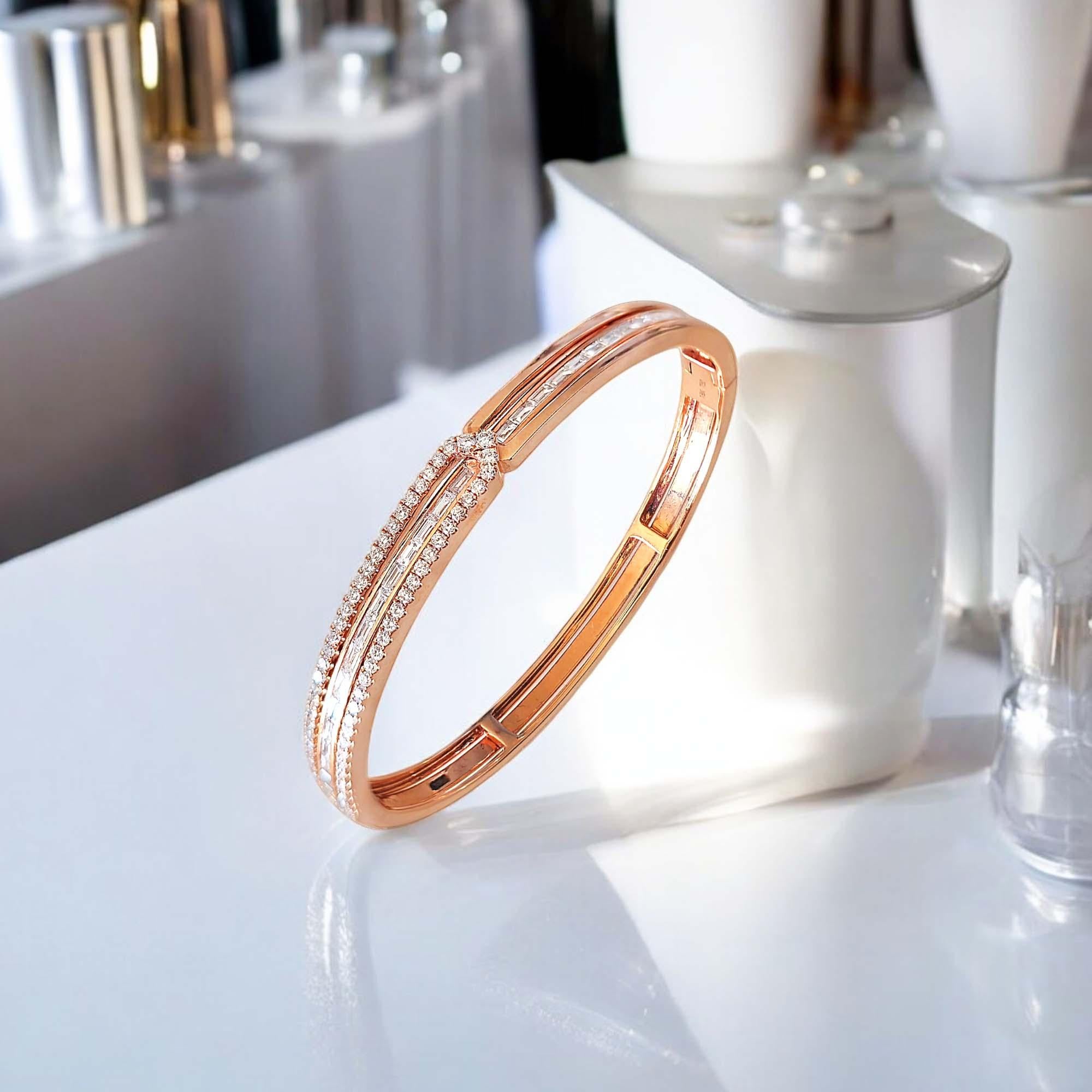 Artigiano Bracciale con diamanti in oro rosa 18 carati di Vitolo in vendita