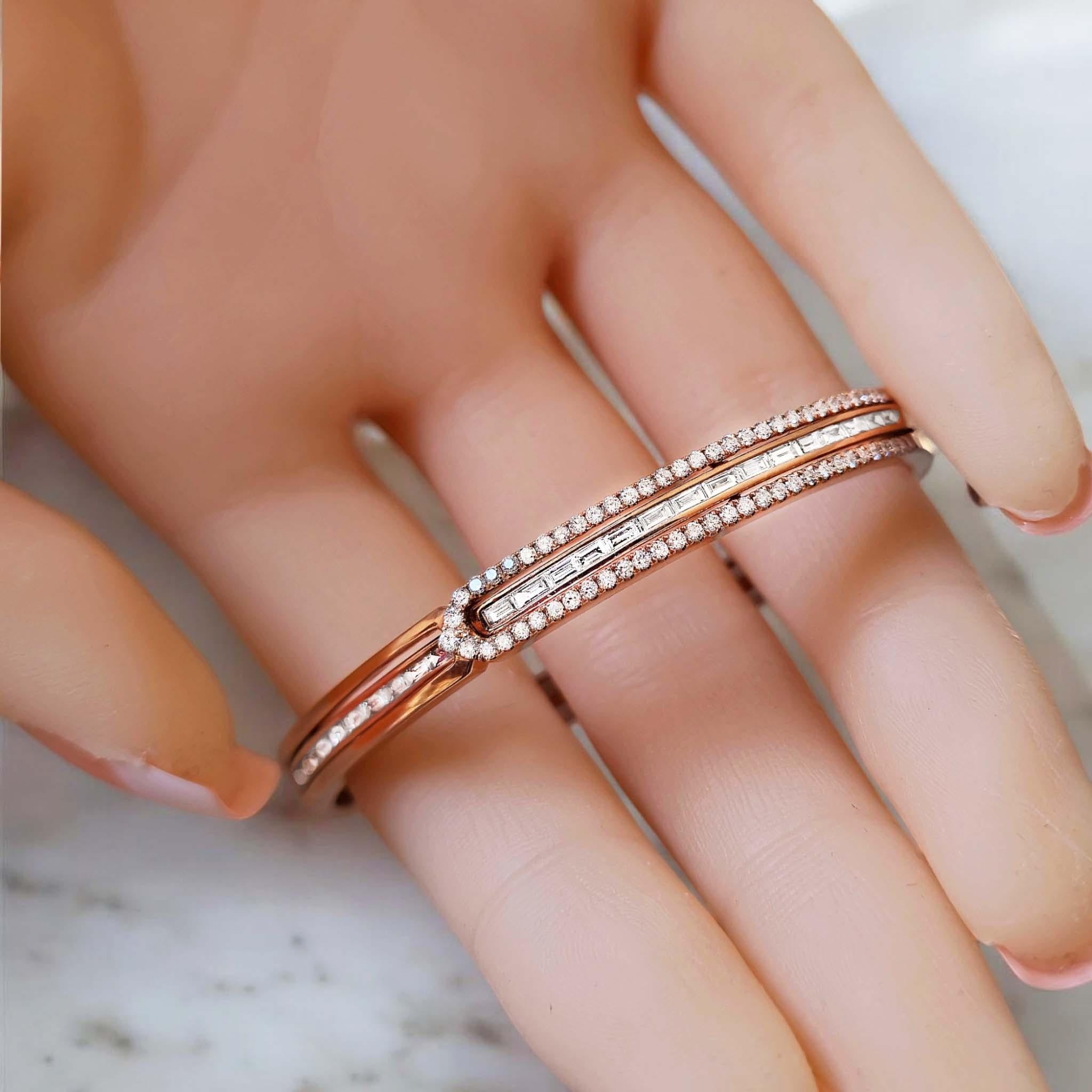 Donna Bracciale con diamanti in oro rosa 18 carati di Vitolo in vendita