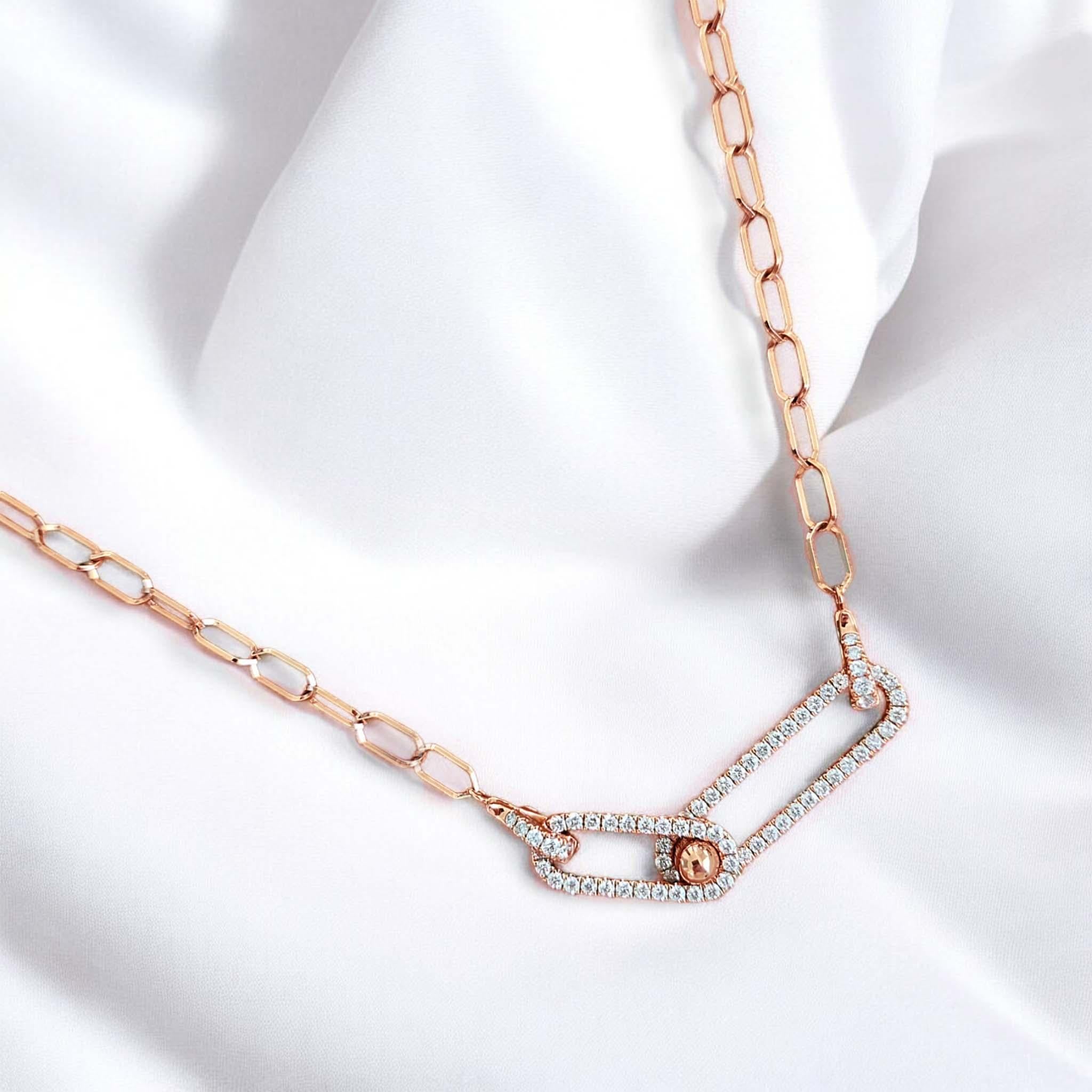 Taille ronde Vitolo Collier de diamants en or rose 18 carats en vente