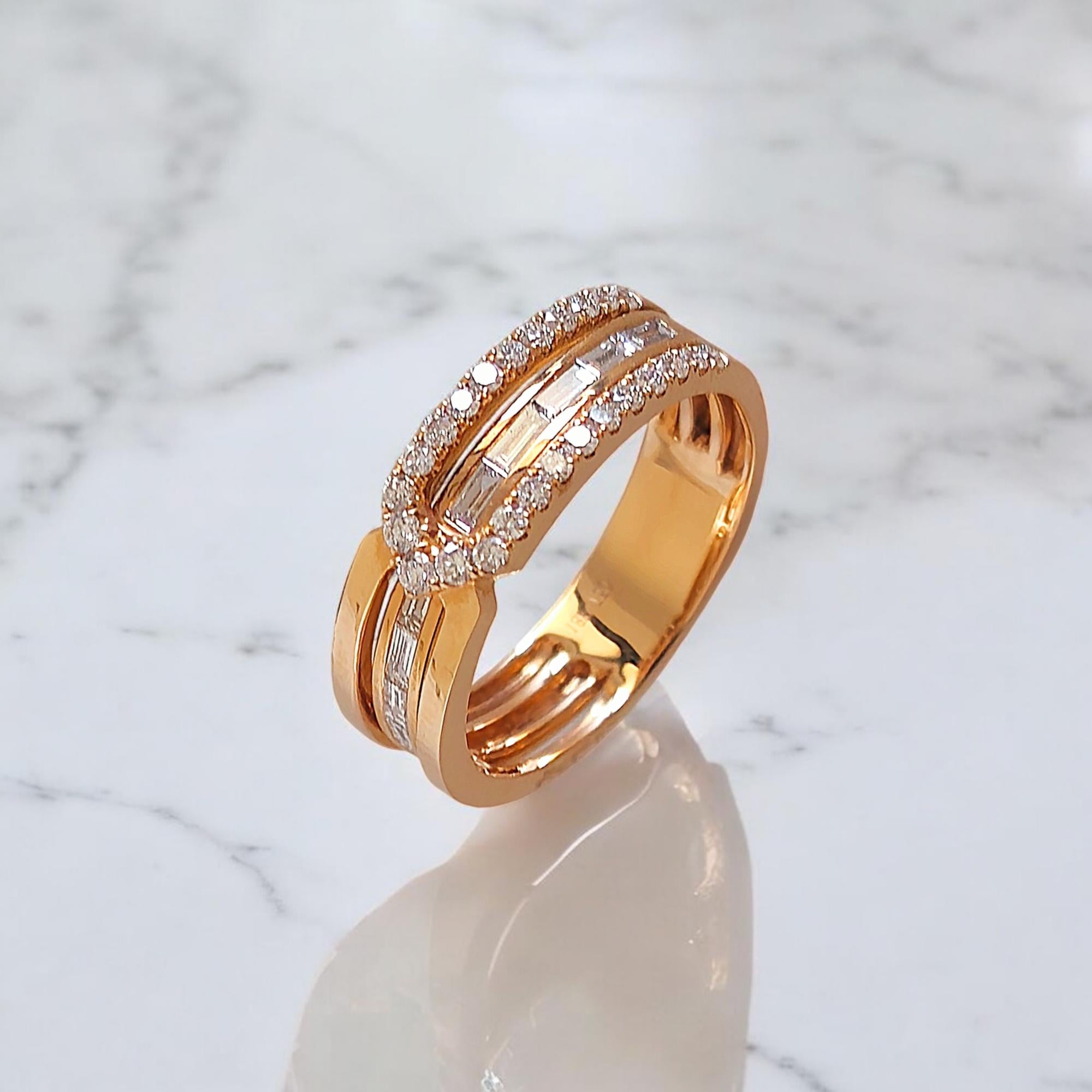 Artisan Vitolo 18 Karat Rose Gold Diamond Ring For Sale