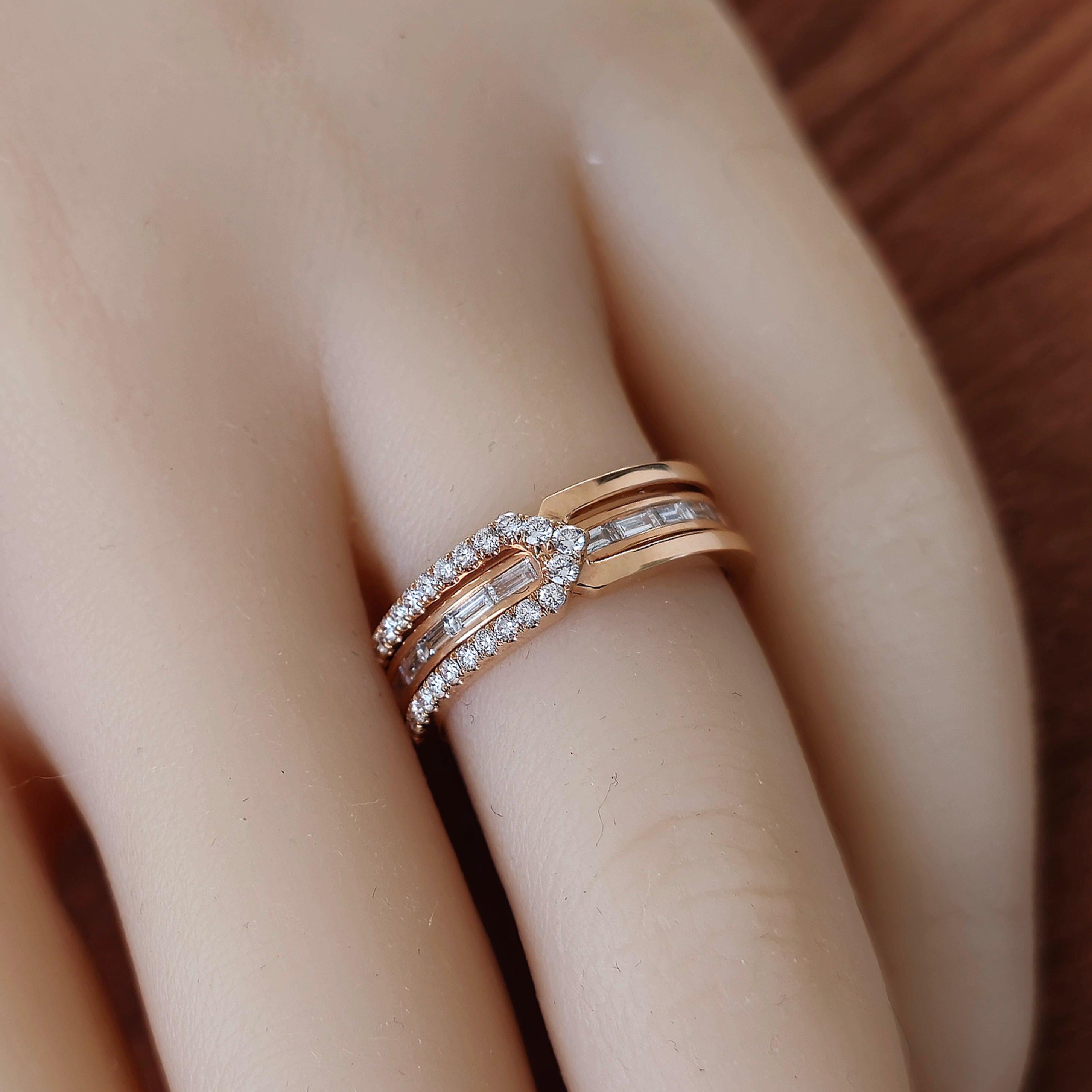 Vitolo 18 Karat Rose Gold Diamond Ring For Sale 2