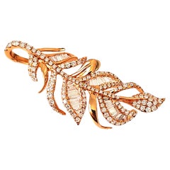 Vitolo 18 Karat Rose Gold Leaf Motif Diamond Pendant