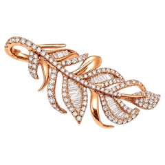 Vitolo 18 Karat Rose Gold Leaf Motif Diamond Pendant