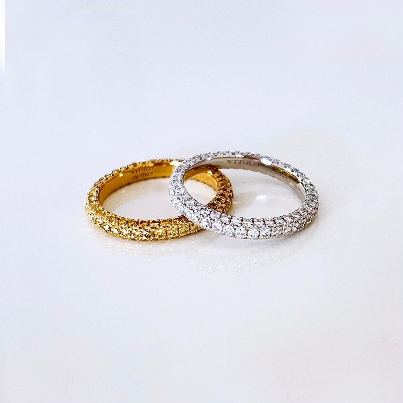 Round Cut Vitolo 18 Karat White Gold Eternity Diamond Ring For Sale