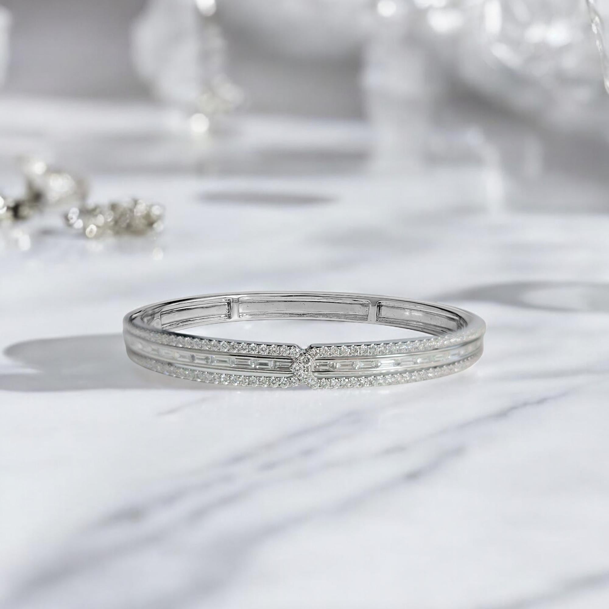 Taglio baguette Bracciale con diamanti in oro bianco 18 carati Vitolo in vendita