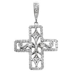 Colgante Cruz de Diamantes de Oro Blanco de 18 Kilates Vitolo