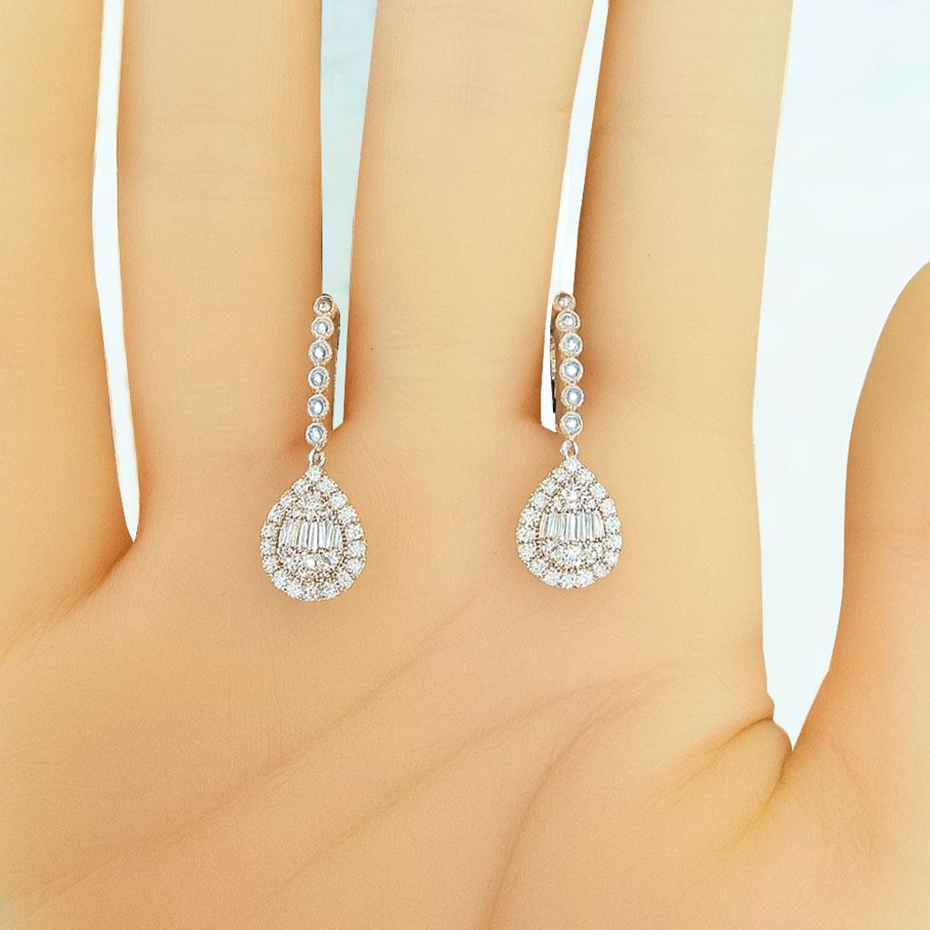 Vitolo Orecchini a goccia con diamante in oro bianco 18 carati in vendita 1