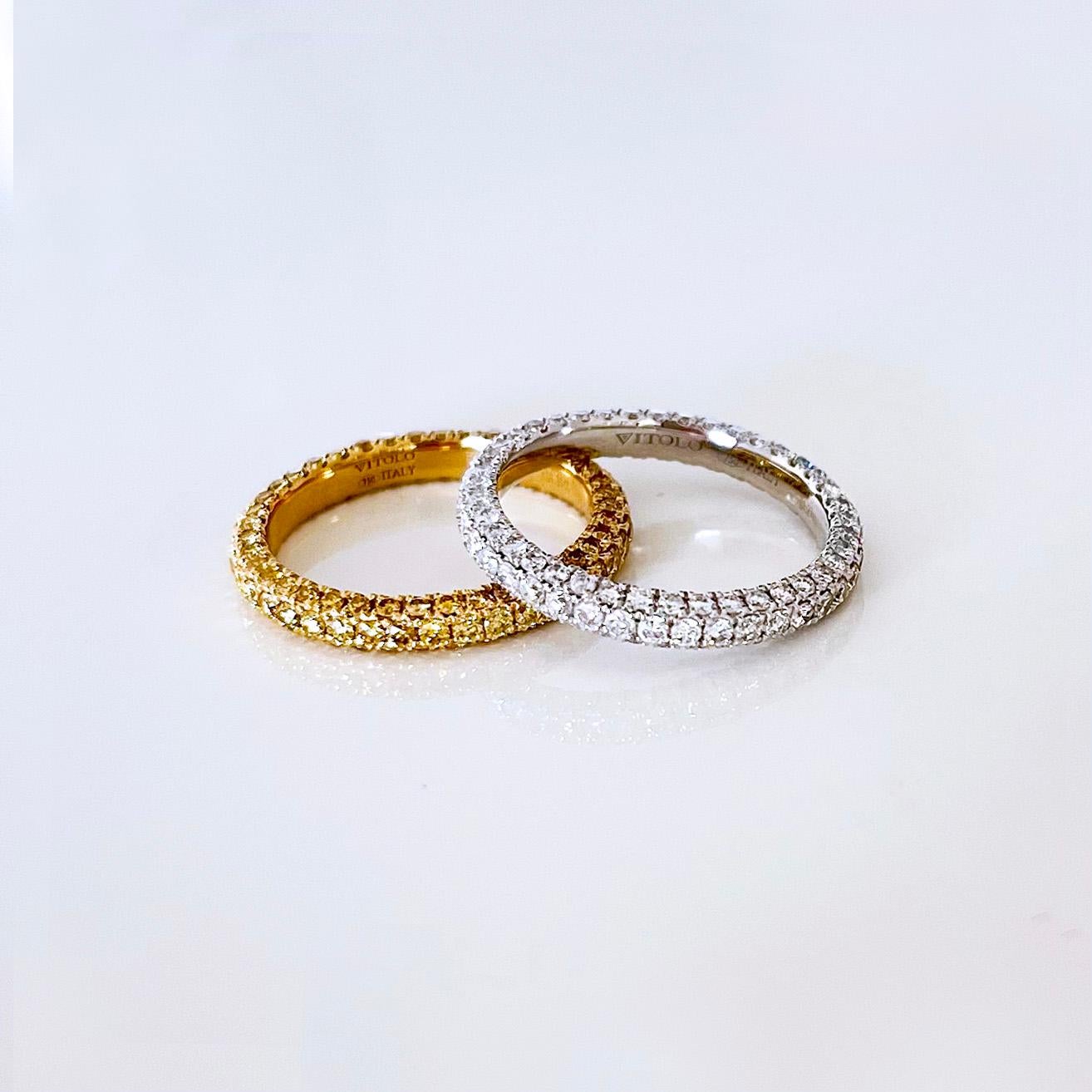 Round Cut Vitolo 18 Karat Yellow Gold Eternity Diamond Ring For Sale