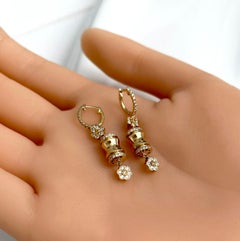 Vitolo 18K Yellow Gold Diamond Bamboo & Floral Dangle Earrings