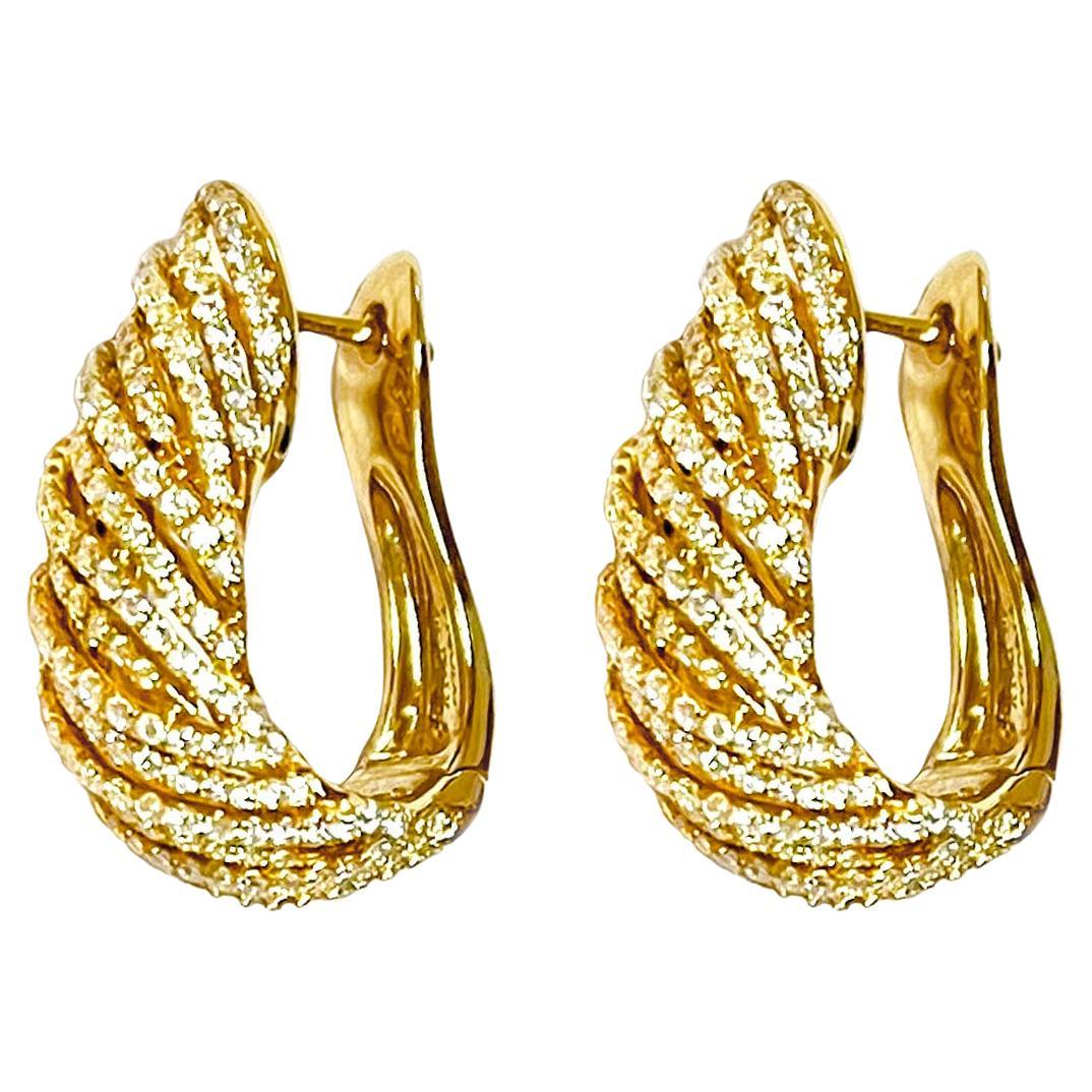 Vitolo 18 Karat Yellow Gold Pave Diamond Earrings For Sale
