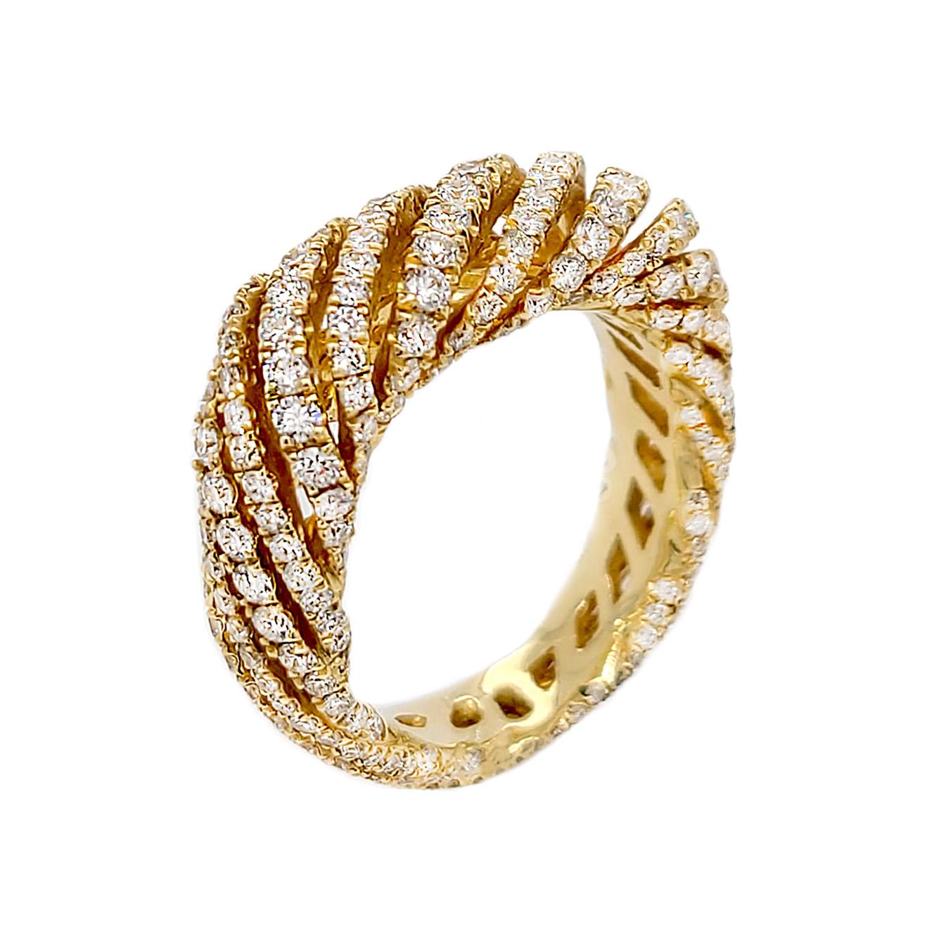18 Karat Yellow Gold Pave Eternity Ring In New Condition For Sale In Los Angeles, CA