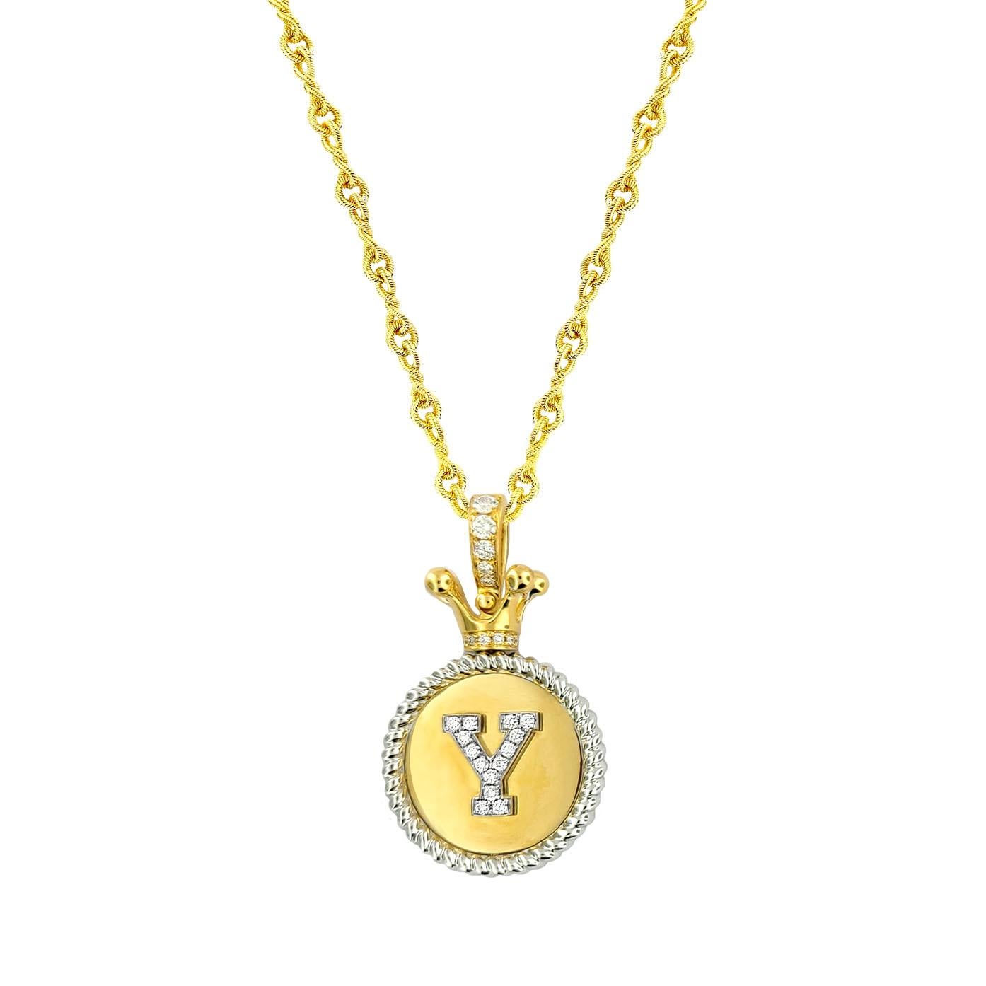 Produced by award winning Italian designer Stefano Vitolo. Stefano creates custom artisanal one of a kind jewelry with excellent gemstones in a truly old world Italian craftmanship.
This handcrafted pendant has 0.19 total carat weight of F/G color,