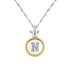 Vitolo 18K Gold Diamond Set Initial Pendant with Crown Bail