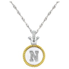 Vitolo 18K Gold Diamantbesetzter Initialenanhänger mit Kronenbügel