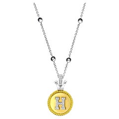 Vitolo 18K Gold Diamond Set Initial Pendant with Crown Bail