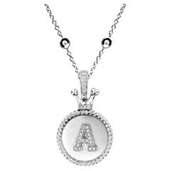 Vitolo 18K Gold Diamond Set Initial Pendant with Crown Bail