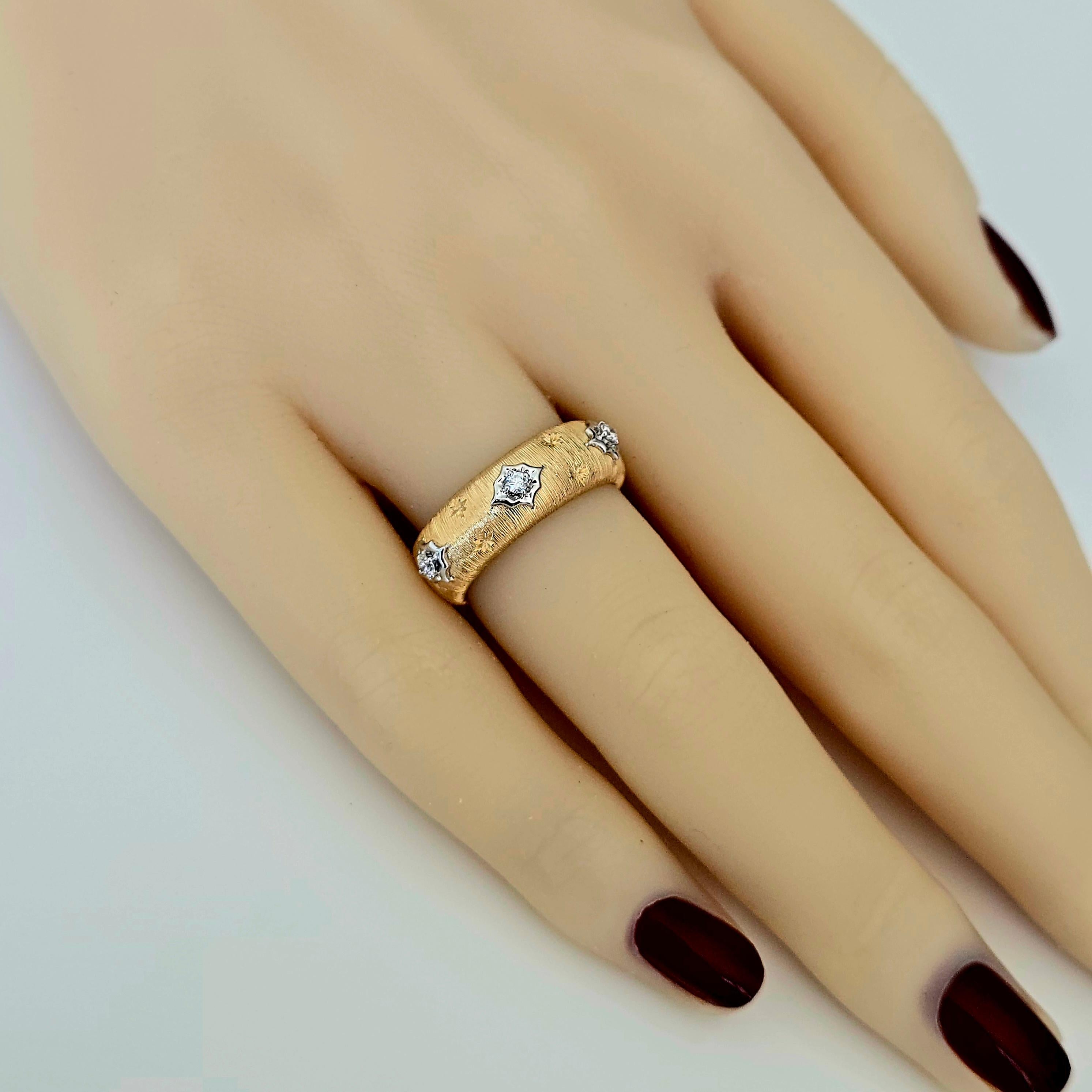 Artisan Vitolo Bague en or bicolore 18K avec diamants de style étrusque en vente