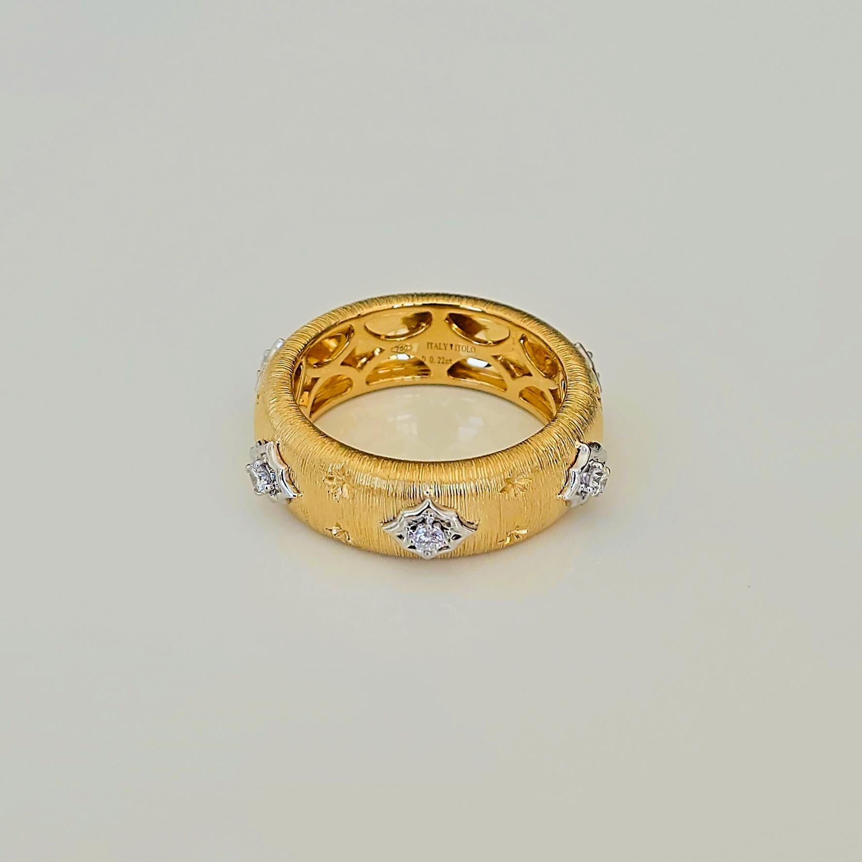 Vitolo Bague en or bicolore 18K avec diamants de style étrusque Neuf - En vente à Los Angeles, CA