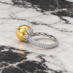 Vitolo 18K Two-Tone Gold Diamond Floral Sphere Ring