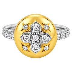 Anello Vitolo in oro bicolore 18 carati con diamanti e motivo floreale a sfera