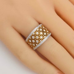 Anello a nido d'ape con diamante in oro bicolore 18 carati di Vitolo