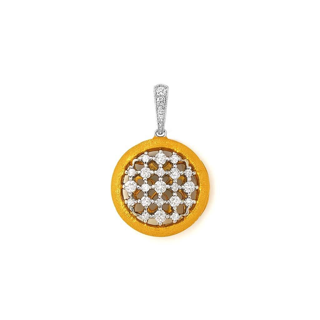Vitolo 18K zweifarbiges Gold Diamant Medaillon Anhänger - Etruscan Style (Kunsthandwerker*in) im Angebot