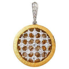 Vitolo 18K zweifarbiges Gold Diamant Medaillon Anhänger - Etruscan Style